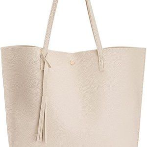 Women's Tote Shoulder Bag PU Leather Big Capacity Tassel Handbag